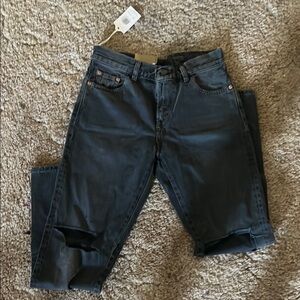 Levi's Black Straight Leg Jeans with Distressed Knees